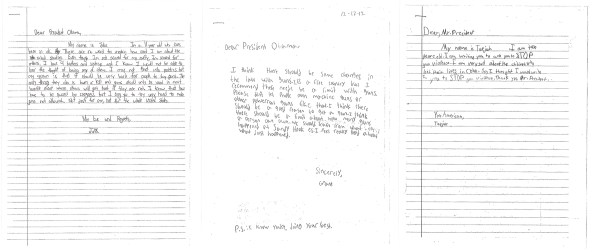 image: Kids' letters to the President Obama to change gun laws