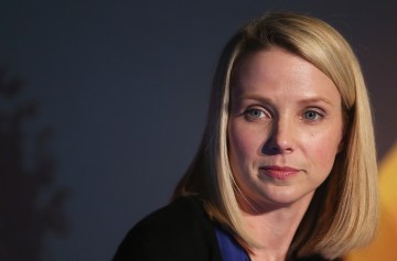 Yahoo CEO Marissa Mayer at a news conference in Times Square on May 20, 2013 in New York City.