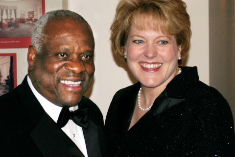 Guest arrivals: Supreme Court Justice Clarence Thomas and wi