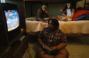Overweight Girl Playing Video Games