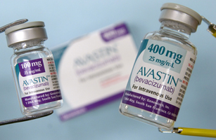 Roche's colon-cancer drug Avastin is displayed in a Cambridg