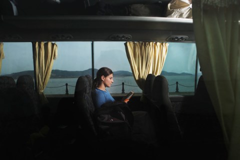Woman Alone on Bus