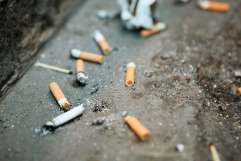 Discarded cigarette butts