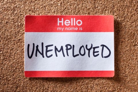 Name tag reading Unemployed