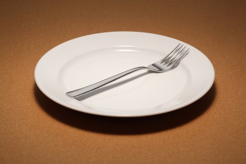 Small empty plate with fork