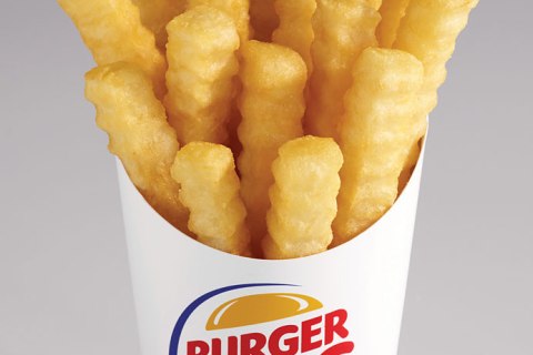 This undated image provided by Burger King, shows the new french fry that the company says has 20 percent fewer calories than its regular fries. The “Satisfries” will cost about 30 cents more than its regular fries.